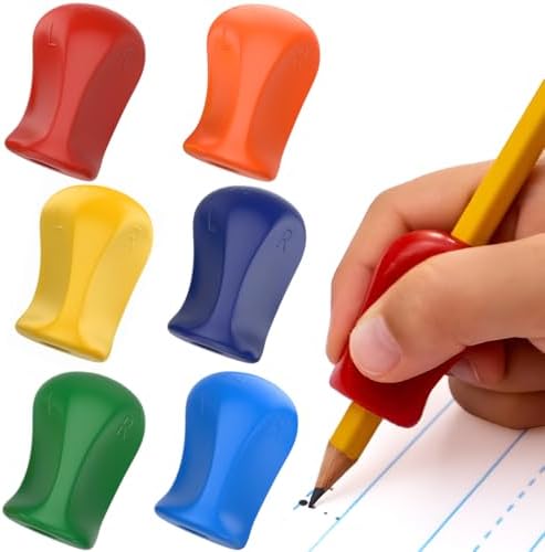 The Pencil Grip Original Pencil Grippers 6 Pcs, Improves Kids Handwriting, Ergonomic Pen Holder for Righties & Lefties, Ideal for Kids, Toddlers, Adults, Writing Tool with Finger Cushion
