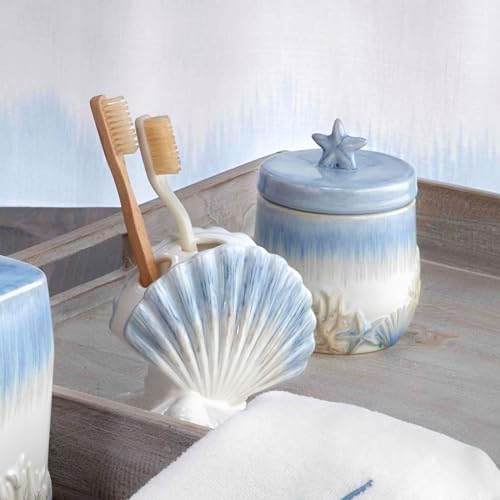 Avanti Linens - Accessory Set, Resin Tumbler, Toothbrush Holder, Soap Dish & Lotion Pump, Durable Bath Decor (Abstract Coastal Collection)