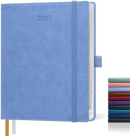 2027 Weekly Planner, 10.25" x 8.25", Schedule Book, Leather Cover