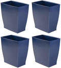 iDesign Small Plastic Bathroom Trash Can, Slim Rectangle, 4-Pack, Navy Blue