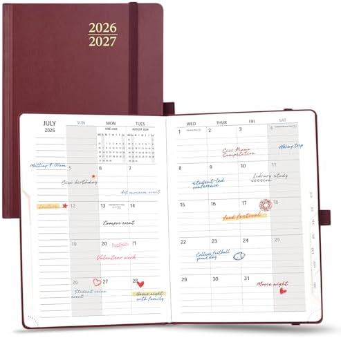 POPRUN Monthly Planner 2026-2027, 6.25" x 8.5", Academic Calendar Book