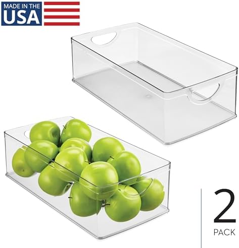 iDesign Stackable Clear Plastic Extra Long Storage Bin, 2-Pack