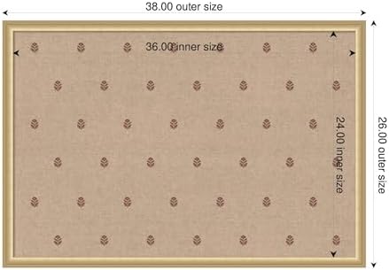 Kate and Laurel Framed Fabric Pinboard 38 x 26, Red Botanical Block Print Printed Linen Classic Bulletin Board for Use as a Vision Board or Wall Organization, Florence Gold Frame