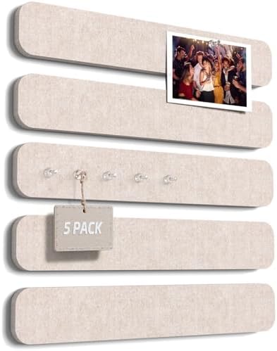 JBER Felt Strip Board 13" x 2", 5 Pack Cork Board Alternative, Light Camel