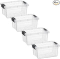 Superio Clear Storage Boxes with Lids, 3.4 Quart Plastic Container Bins for Organizing, Stackable Crates, BPA Free, Non Toxic, Odor Free, Organizers for Home, Office and Dorm, 4 Pack