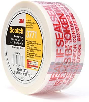 3M Scotch Printed Message Box Sealing Tape 3771, White, 48 mm x 100 m