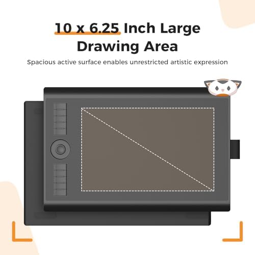 GAOMON M10K Drawing Tablet, 10x6 with Touch Ring, 10 Keys & 8192 Pressure