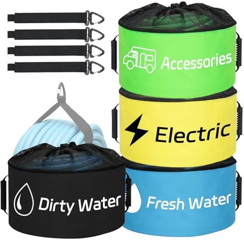 Nilight 4 Pack RV Hose Storage Bag Waterproof with Drawstring Mesh Top