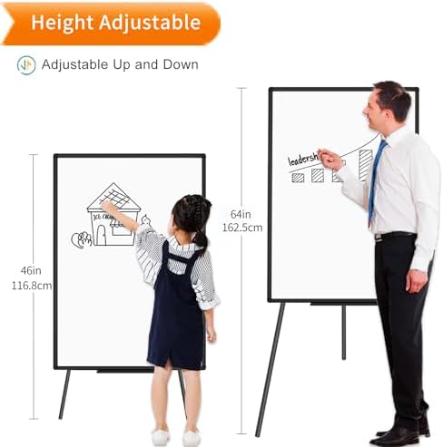 VIZ-PRO Magnetic Whiteboard Easel Black, 36"x24", Portable Dry Erase Board
