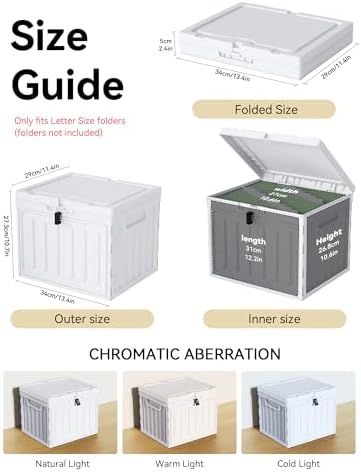 Oterri Lockable Plastic File Box with Lid for Letter-Size | Hanging File Folders Not Included. White, Large 1-Pack. Home, Office, Classroom, Dorm, Tax, Under Bed, Filing Cabinet.