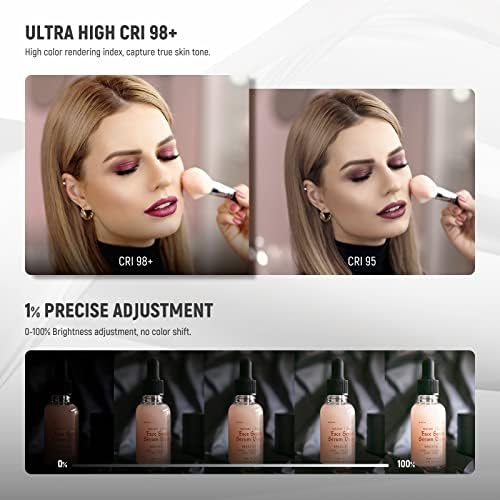 NEEWER Esthetician Light with Phone Holder & Travel Bag Kit, Support 2.4G/PC/MAC Control & Separate Control of 2 LED Light Heads, CRI98+ Bi Color Stepless Dimmable Tattoo Lighting Lash Lamp, BH40B
