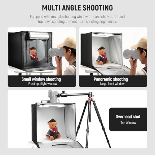 NEEWER 50W Upgraded Photo Studio Light Box, 20"x20" Portable Folding Photography Lightbox, 4 Backdrops, 5600K 192 LEDs 5310lx/0.5m Dimmable Picture Booth Shooting Tent for Jewelry Electronics, LP50
