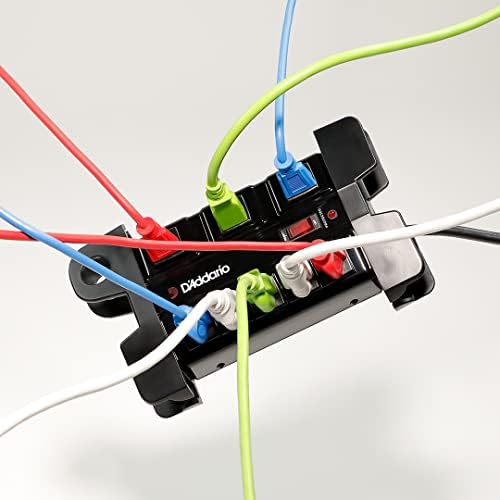 D'Addario Tour-Grade Power Base - Surge Protector Outlet - Surge Protector Power Strip - Stage Power Strip with 6 ft Cable - 5 Standard and 3 Transformer- Guitar Amp Outlet with Indicator Light