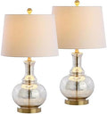 JONATHAN Y Lavelle 25" Glass Lamp, Mercury Silver/Brass Gold, Set of 2