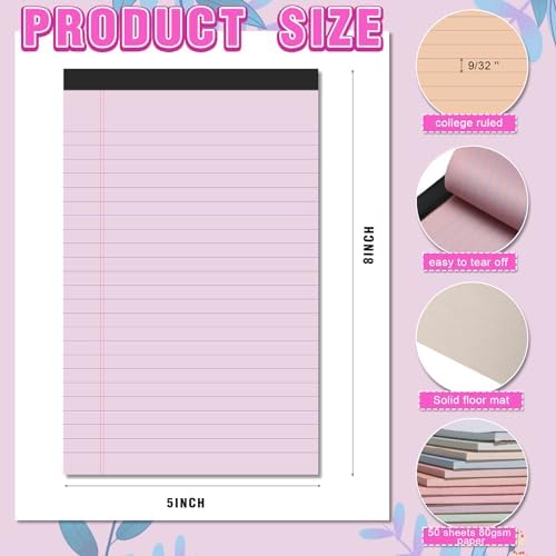 Lincia 12 Pcs 5x8 Colored Legal Pads Lined Note Pads, Sweet Colors