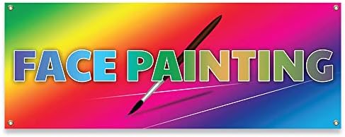 MIGHTY SKINS Face Painting | 18'' X 48'' Banner | Heavy Duty 13oz. Outdoor Vinyl Single Sided with Grommets | Made in The USA (B-30056)