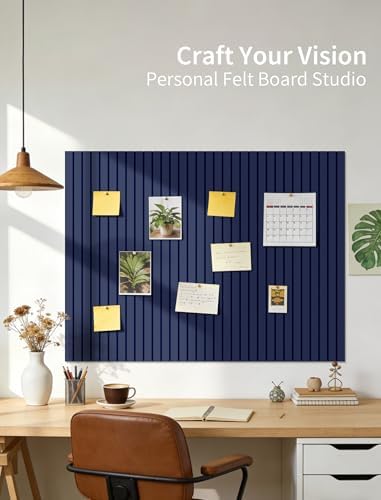 48" x 24" Cork Board Alternative, 8 Pack Felt Bulletin Board Tiles with 30 Adhesive Tabs Wall Push Pin Board for Office Classroom Bedroom Decor