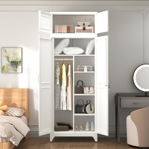 SteeLoong Armoire Wardrobe Closet,86" H Wardrobe Cabinet with Locking Doors