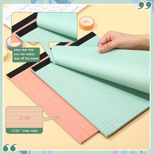 8.5'' x 11'' Colored Legal Pad Writing Wide Ruled, Bohemian Color, 8 Pcs