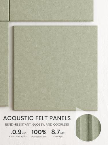 Bumusty 36"x 24" Large Felt Bulletin Board Tiles, Sage