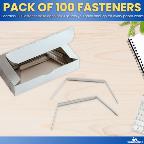 1InTheOffice Paper Fasteners, Prong Fasteners, Metal Fasteners, 2 Inch, 2.75" Center to Center, 100 Pieces/Pack, (100)