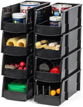 IRIS USA 8-Pack, Large Stackable Storage Bins, Black