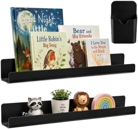 2 Pack 17" Magnetic Acrylic Bookshelf with Pen Holder, Reusable Magnetic Display Shelf for Whiteboard, Storage Organizer for Classroom, Kids Room, Office, Kitchen & Garage