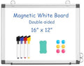 Double-Sided White Board Dry Erase Magnetic Whiteboard Wall 16x12 Silver