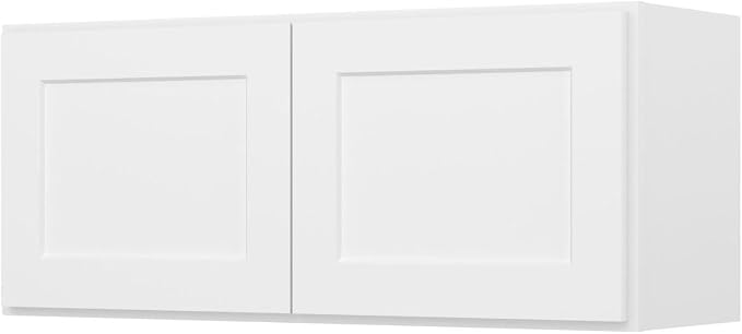 Furinno Shaker Wall Kitchen Cabinet 2-Doors, White | 12 D x 36 W x 15 H, Adjustable Hinges, Soft-Close Shaker-Style Door, Ready to Assemble, Plywood, for Pantry, Dining Room