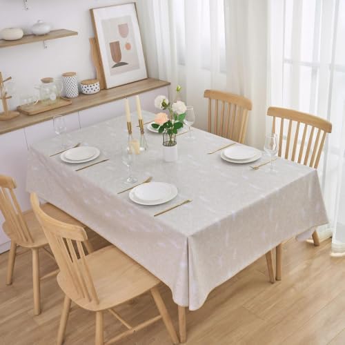 LIBERECOO Heavy Duty Vinyl Tablecloth with Flannel Backing Waterproof Oil-Proof Plastic Table Cloth Stain-Resistant Wipeable Rectangle or Square Table Cover for Indoor and Outdoor 60 x 84 Inch