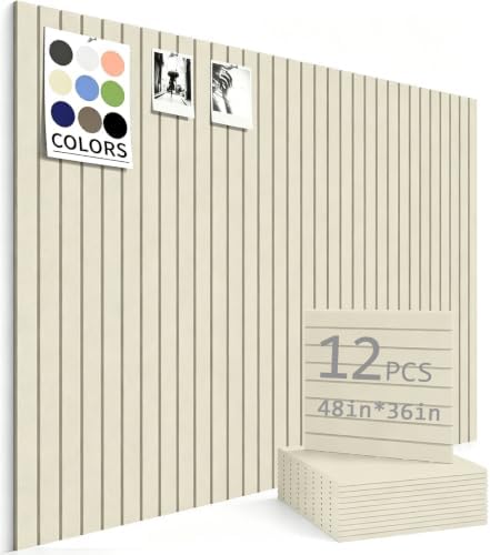 48" x 36" Cork Board Alternative, 12 Pack Felt Bulletin Board Tiles with 30 Adhesive Tabs Wall Push Pin Board for Office Classroom Bedroom Decor