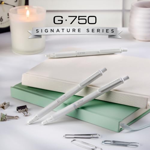 Zebra Pen G-750 Pearl White Retractable Gel Pen, Black Ink, 0.7mm, 1-Pack