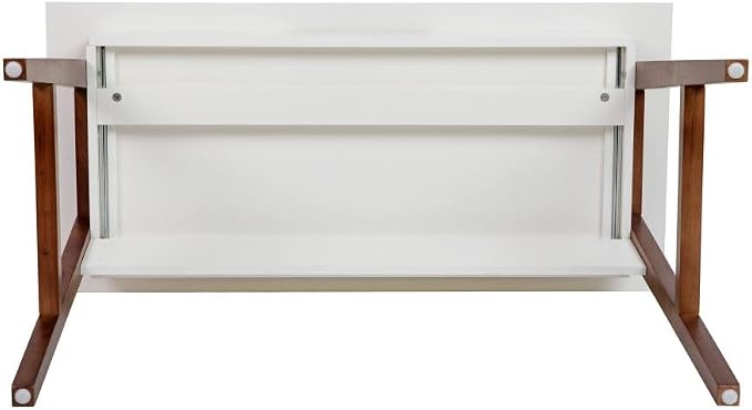 Flash Furniture Computer Desk with Drawer, 42", White/Walnut | Home Office, Writing Desk, Storage Drawer, Bedroom Desk