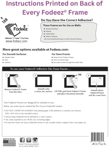 8.5 x 11 Adhesive Wall Frames - Peel & Stick Picture Frames, Wall Sign Holder, Paper & Letter Protector Sheets, Reusable, Dry Erase, Non Magnetic & Non Acrylic - Black, Pack of 5