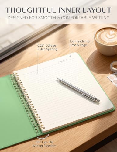 5 Pack Hardcover Spiral Notebooks, 8.3" x 6.3" Lined Journal Set, 100 GSM Bleed-Resistant Paper, 200 Pages Twin-Wire Bound Notebook with Elastic Band & Category Stickers for Office, School