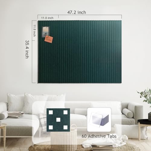 48" x 36" Large Felt Bulletin Board 1/2" Thick, Forest Green