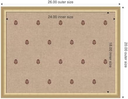 Kate and Laurel Framed Fabric Pinboard 26 x 20, Red Botanical Block Print Printed Linen Classic Bulletin Board for Use as a Vision Board or Wall Organization, Florence Gold Frame