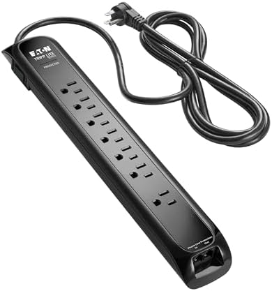 Eaton Tripp Lite Series TLP710BTEL Surge Protector Power Strip with Flat Plug & Modem/Phone Ports, 7 Outlets, 900 Joules, 10ft Power Cable, Black, Manufacturer's Liftime Warranty & $50,000 Insurance