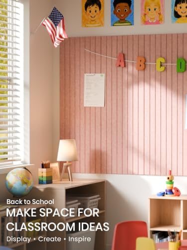 Bumusty 48"x 36" Large Felt Bulletin Board Tiles, Pink