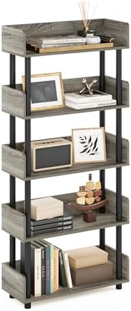 Furinno Turn-N-Tube 5-Tier Display Shelf, Open Frame, French Oak