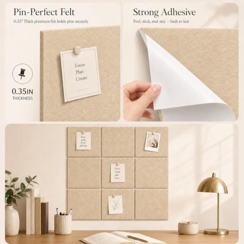 Felt Bulletin Board Tiles, Cork Board Alternative, 48 x 36 in