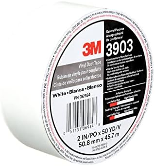 3M Vinyl Duct Tape 3903, White Color, 2 in x 50 yd, 7.3 mil, 1 Roll, Individually Wrapped Conveniently Packaged
