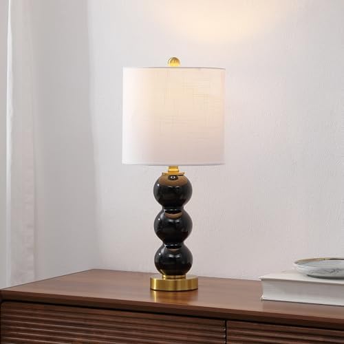 JONATHAN Y February 21" Stacked Sphere Table Lamp, Black/Brass Gold