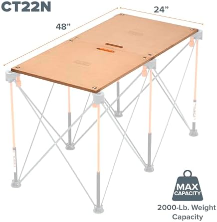 BORA Centipede Folding Table Top for Bora Centipede Work Stand Saw Horses - 24 Inch x 48 Inch - Includes Wood Top + 6 Quick-Twist Locks for a Portable, Quick Setup Work Table or Workbench, CT22N Brown