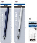 Tombow Mechanical Pencil 0.5mm, Navy & Gray with Eraser Refills Set