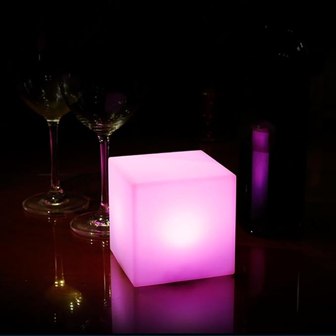 Mr.Go 4-inch LED Cube Light, Dimmable Kids Night Light Mood Lamp w/Remote | 16 RGB Colors,4 Lighting Effects,8-Level Dimming,Rechargeable 1000mAh Battery,Waterproof for Desk Bedroom Nursery Party Decor