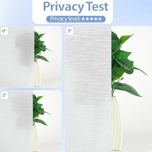 GTJ White Striped Frosted Window Privacy Film, Static Cling, 34.7x157.5 in