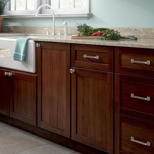 Franklin Brass 10 Pack Brushed Nickel Cabinet Handles 5-1/16 inch (128mm) Kitchen Cabinet Handles and Drawer Pulls for Cupboards and Dressers |Notched Backplate