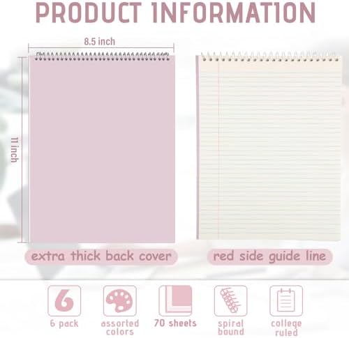 Maitys 6 Pcs Steno Spiral Notebooks, Pastel Color, Whimsical Style