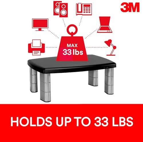 3M Monitor Computer Stand, 21.6 in x 9.4 in, 4 Port USB Hub